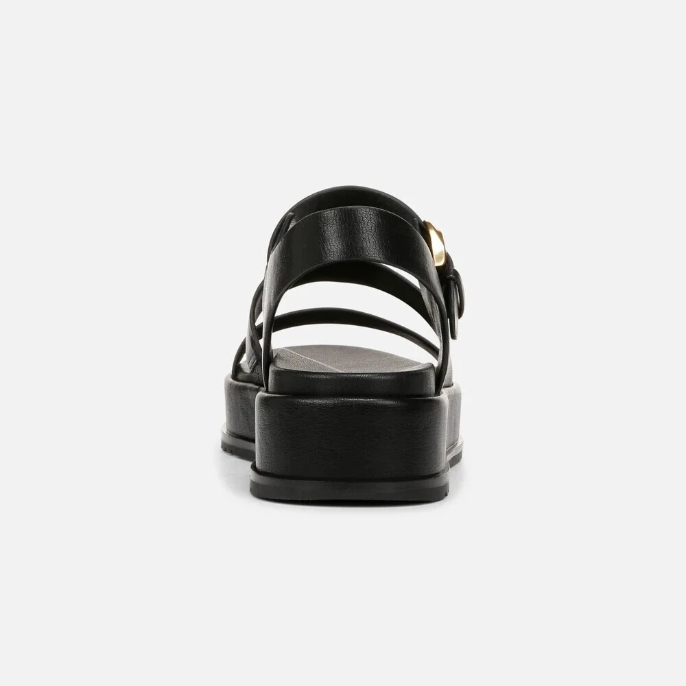 Naturalizer 27 Edit Zizi Strappy Womens US 7 Black Faux Leather Sandals ZOGG1772